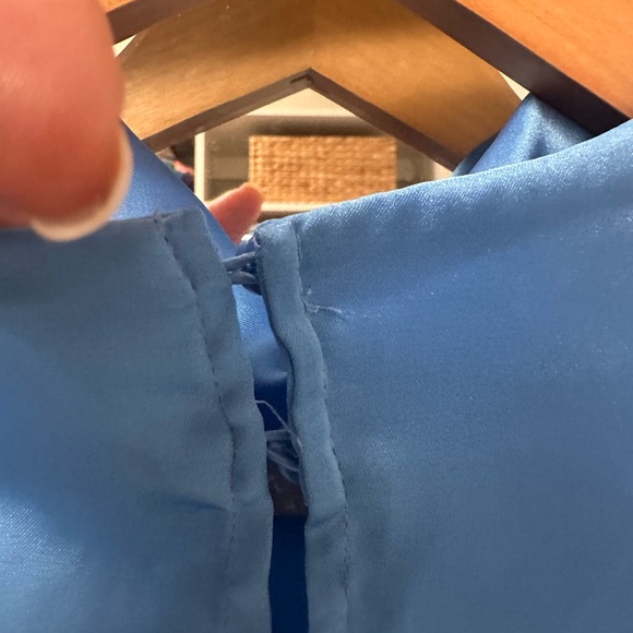 Zara Sleek Ice Blue Satin Blouse - Picture 8 of 8